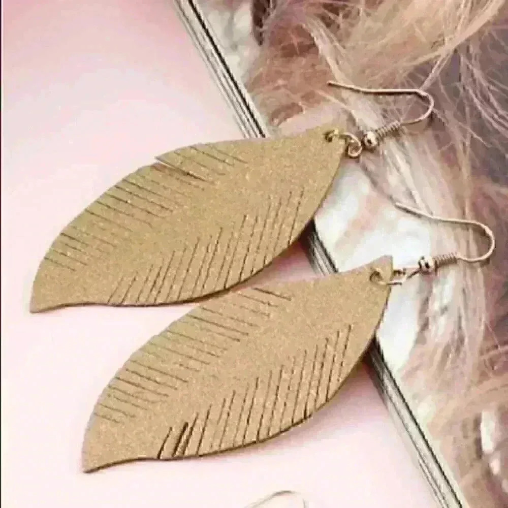 Suede shimmer Leather Earrings